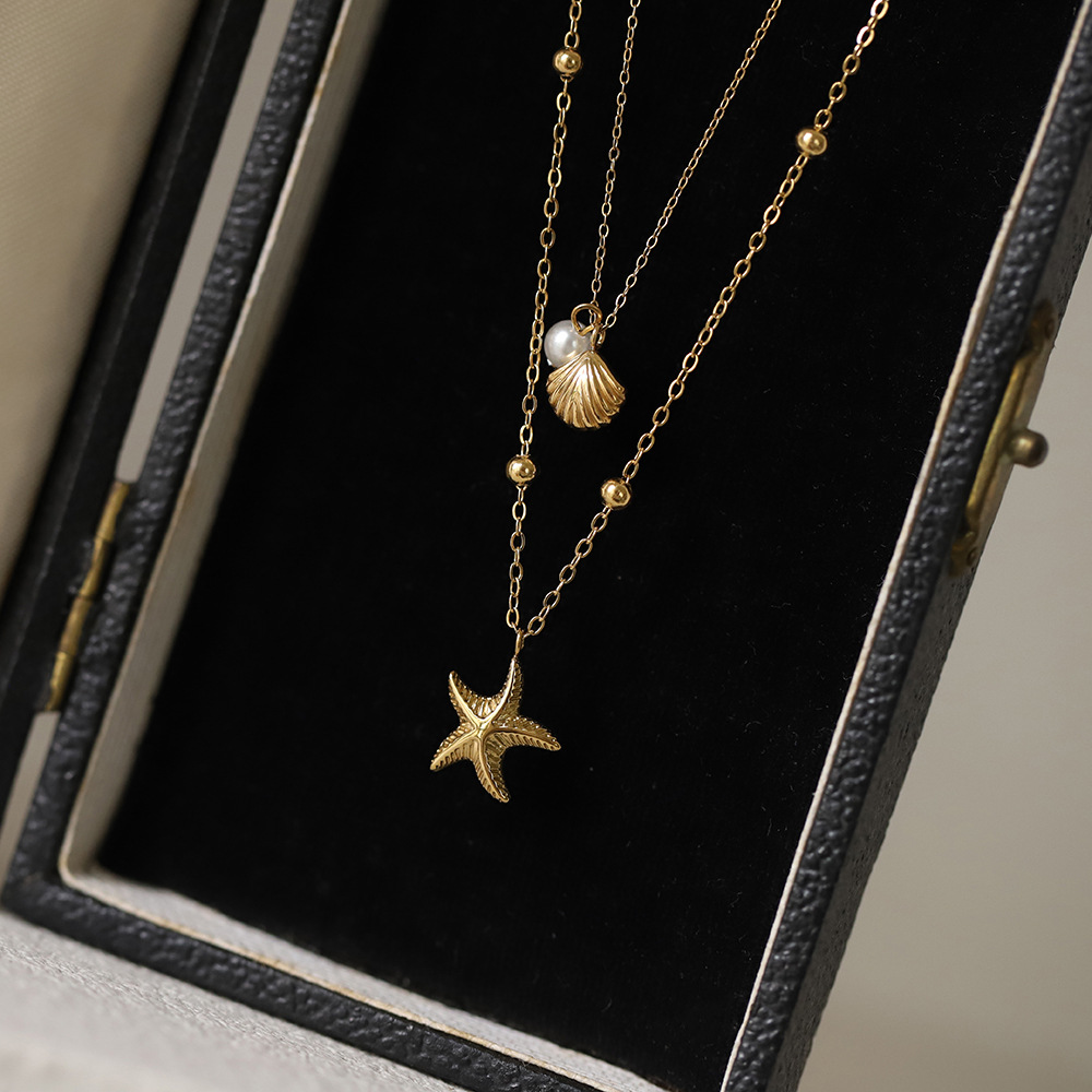 Ethnic Fashion For Ladies - Fashion Starfish Imitation Shell Pendant Necklace