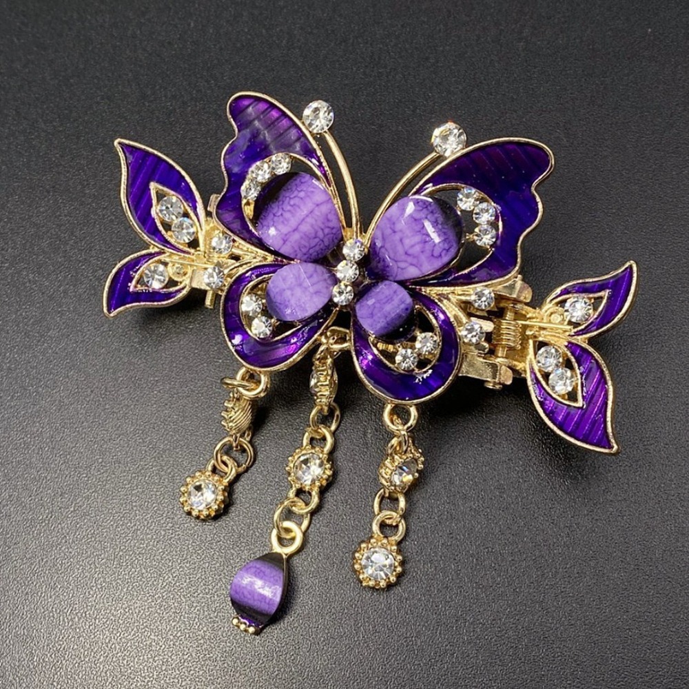 Ethnic Fashion Designers - Elegant Design Rhinestone Butterfly Hairpin Ethnic
