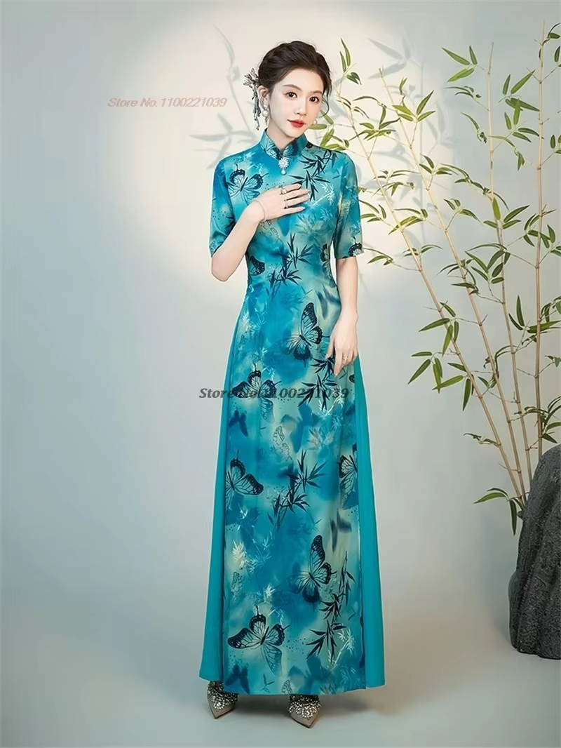Ao Dai Vietnam Dress - 2026 chinese improved cheongsam national flower