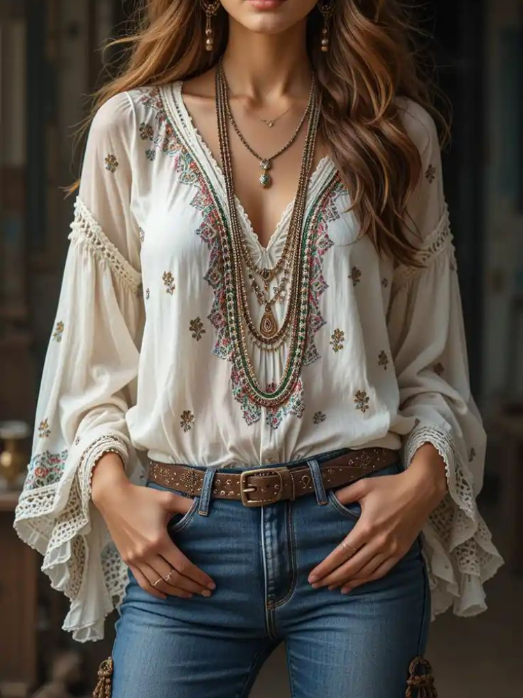 Women V-neck Ethnic Style Long - огляд і ціна Ethnic Fashion Clothing