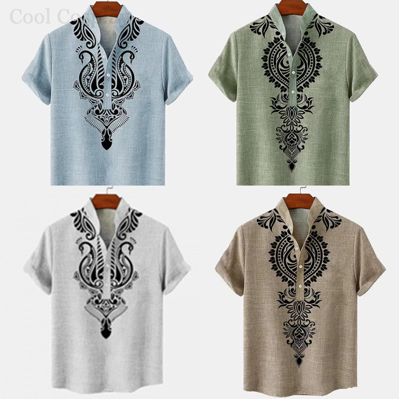Male Retro Tops Henley Shirt M - огляд і ціна Ethnic Fashion For Men