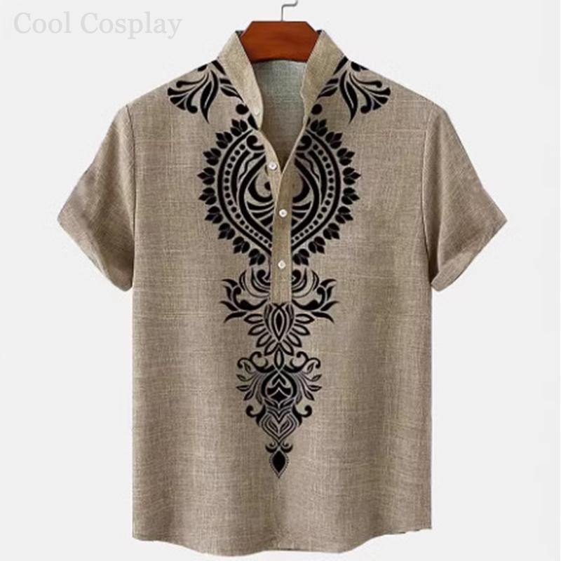 Male Retro Tops Henley Shirt M - огляд і ціна Ethnic Fashion For Men