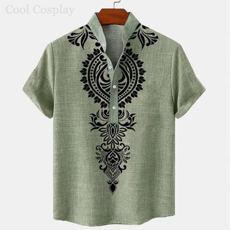 Male Retro Tops Henley Shirt M - огляд і ціна Ethnic Fashion For Men