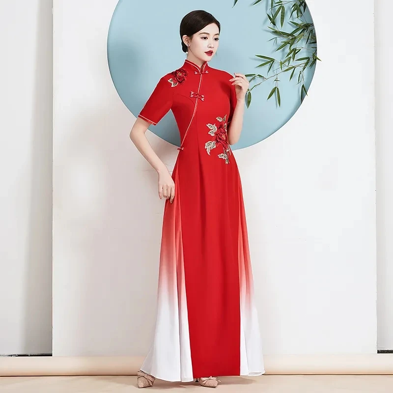 Womens Cheongsam Folk Style Vi - огляд і ціна Ao Dai Vietnam Dress