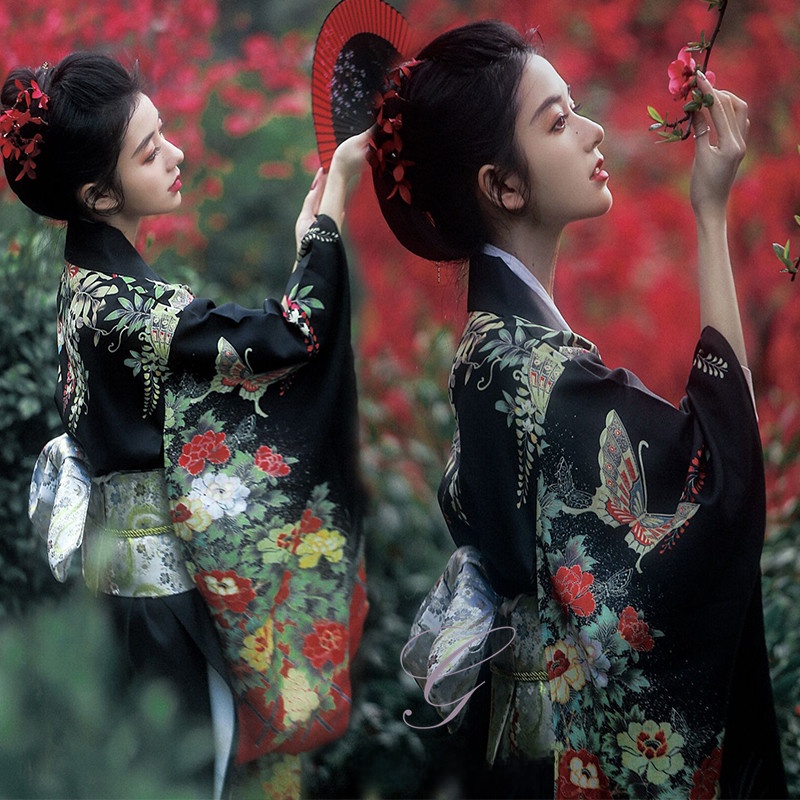 Dark Elegant Girl Kimono Photo - огляд і ціна Ethnic Style Dresses