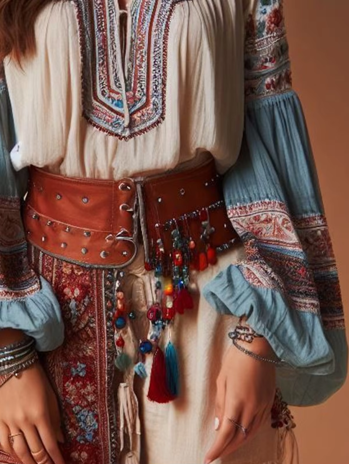 Lantern Sleeves Boho Blouse Fl - огляд і ціна Ethnic Fashion Clothing